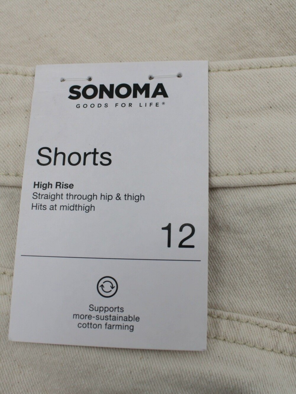 Sonoma NWT Cream High-Rise Shorts – Cut-Off Hem – Size 12 - Picture 6 of 6
